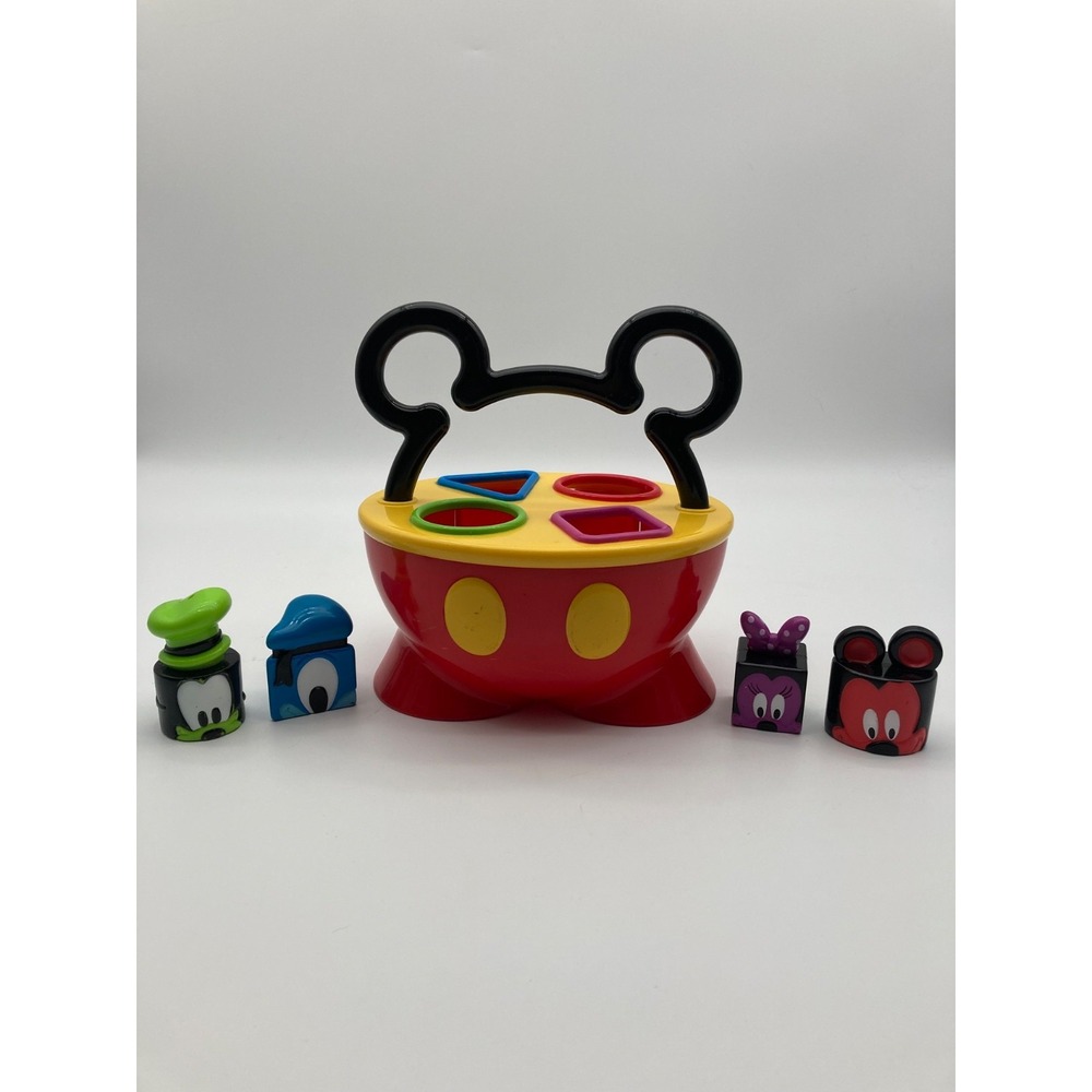Vintage 2000 Mattel Disney Mickey Mouse Pants Shape Sorter Toy Bucket Block Set